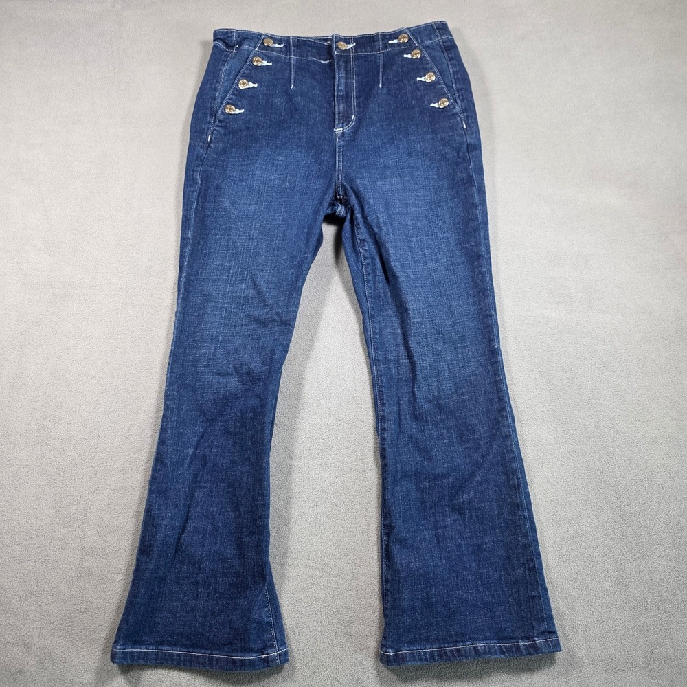LOFT Jeans Womens 30/10 Blue Kick Crop High Rise Stretch Dark Wash